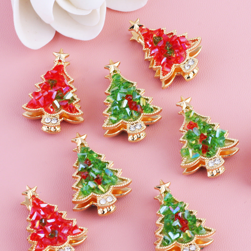 Wholesale 5pcs/pack Heavy Industry Christmas Tree Drill Ball Can Wear Straight Hole Beads